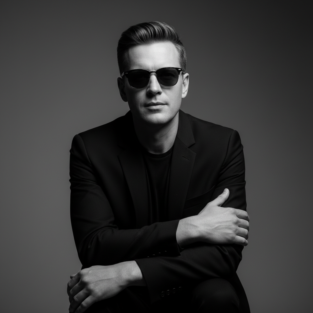 Enigmatic Black and White Fashion Portrait — AI image prompt